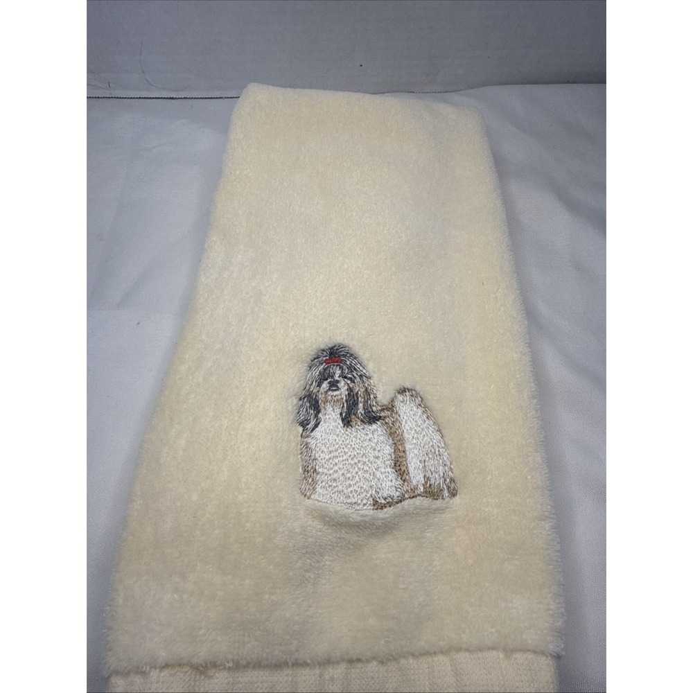 VTG GR8 Dogs Embroidered Dog Shih Tzu Lhasa Apso Maltese Hand Towel 16x24"